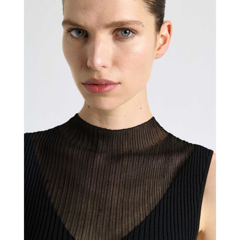 Cue Solid And Sheer Rib Knit Tank image number 2